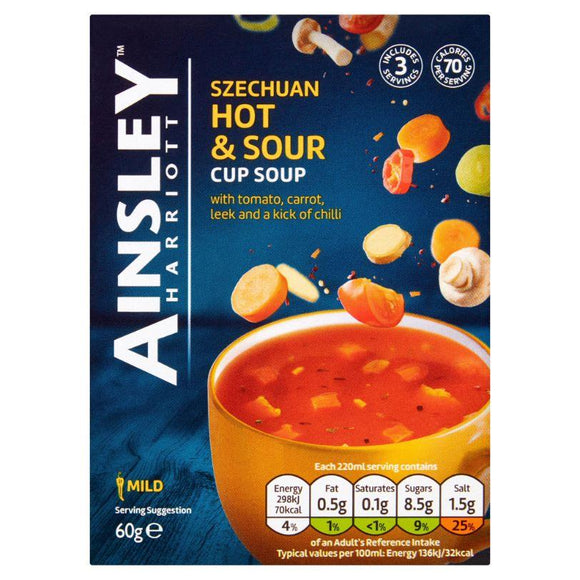 Ainsley Harriot Szechuan Hot & Sour Cup Soup 12x60g [Regular Stock], Ainsley Harriot, Soups- HP Imports