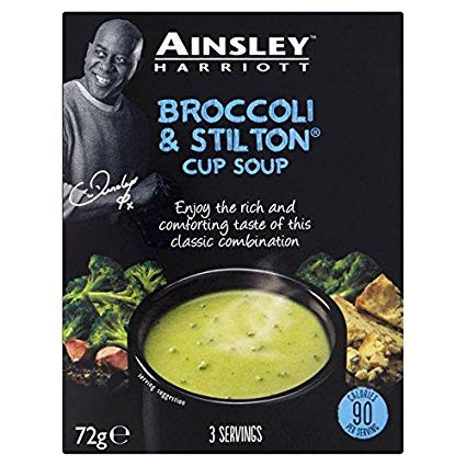 Ainsley Harriott Broccoli & Stilton Cup Soup 12x72g [Regular Stock], Ainsley Harriot, Soups- HP Imports