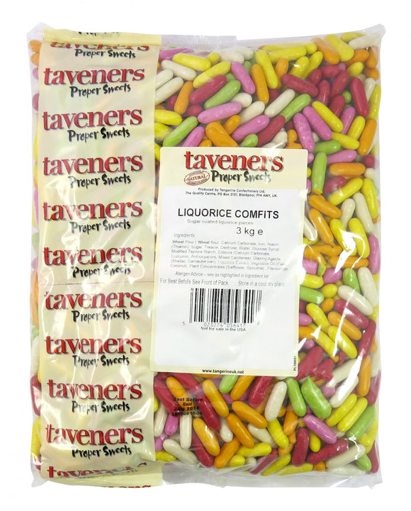 Taveners Liquorice Comfits 3kg [Regular Stock], Taveners, Bulk Candy- HP Imports