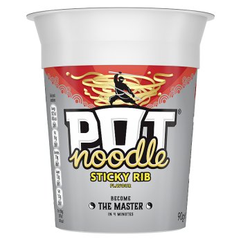 Pot Noodle Sticky Rib Standard 12x90g [Regular Stock], Pot Noodle, Soups- HP Imports
