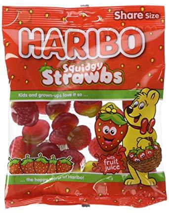 Haribo Squidgy Strawbs 12x140g [Regular Stock], Haribo, Bagged Candy- HP Imports