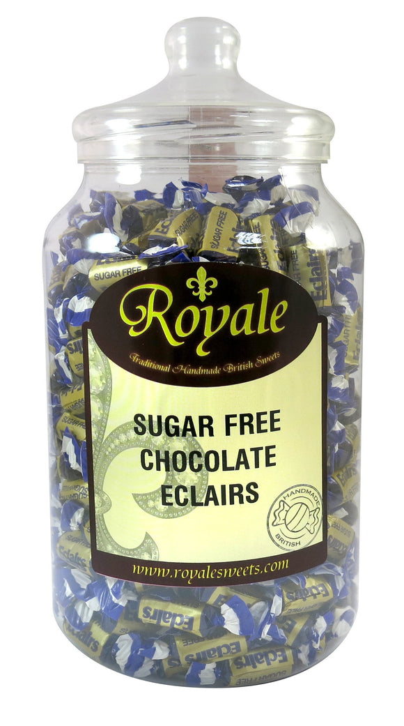 Royale Sugar Free Chocolate Eclairs Jar 1.5kg [Regular Stock], Royale Sweets, Bulk Candy- HP Imports