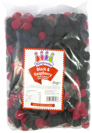 Kingsway Black & Raspberry Berries (w/beads) 3kg [Regular Stock], Kingsway, Bulk Candy- HP Imports