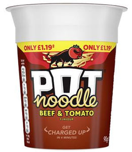 Pot Noodle Beef & Tomato (PM) 12x90g [Regular Stock], Pot Noodle, Soups- HP Imports