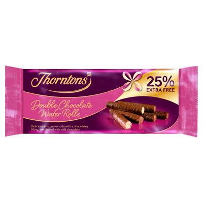 Thornton's Double Chocolate Wafer Rolls 14x129g (25% free) [Regular Stock], Thorntons, Biscuits/Crackers- HP Imports