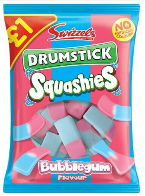 Swizzels Squashies Drumstick Bubblegum (PM) 12x145g [Regular Stock], Swizzels, Bagged Candy- HP Imports
