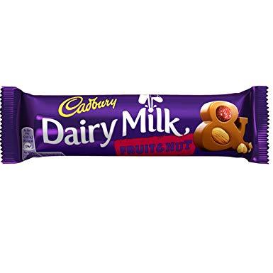 Cadbury Dairy Milk Fruit & Nut 48x49g [Regular Stock], Cadbury, Chocolate Bar/Bag- HP Imports
