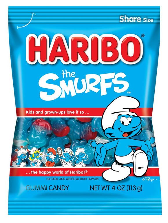 Haribo Smurfs 12x140gm [Regular Stock], Haribo, Bagged Candy- HP Imports