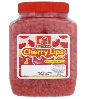 Squirrel Cherry Lips Jar 2.25kg [Regular Stock], Squirrel, Bulk Candy- HP Imports