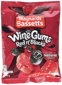 Maynards Bassetts Red & Black Wine Gums 12x165g [Regular Stock], Maynards Bassetts, Bagged Candy- HP Imports