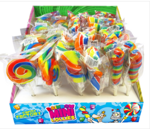 Crazy Candy Factory Rainbow Mini Lollipops 48x17g [Regular Stock], Gourmet Lollipop Co., Bagged Candy- HP Imports