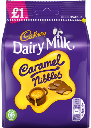 Cadbury Caramel Nibbles Bags (PM) 10x95g [Regular Stock], Cadbury, Chocolate Bar/Bag- HP Imports