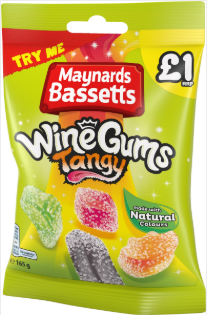 Maynards Bassetts Tangy Wine Gums (PM) 12x165gm [Regular Stock], Maynards Bassetts, Bagged Candy- HP Imports