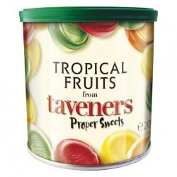 Taveners Tropical Fruit Drops Travel Tin 12x200g [Regular Stock], Taveners, Bagged Candy- HP Imports